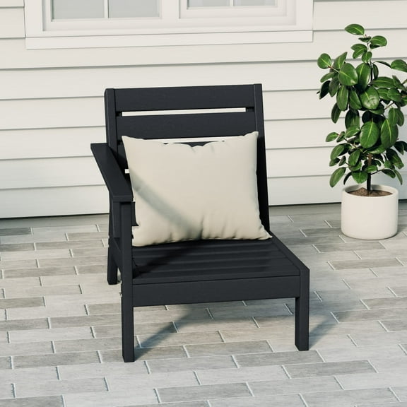 WestinTrends Avalon Outdoor Patio HDPE Left Arm Facing Deep Seating Corner Chair, Black