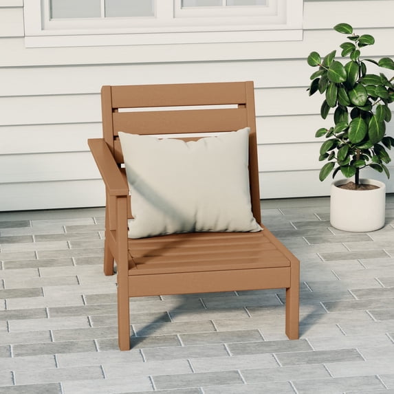 WestinTrends Avalon Outdoor Patio HDPE Left Arm Facing Deep Seating Corner Chair, Teak