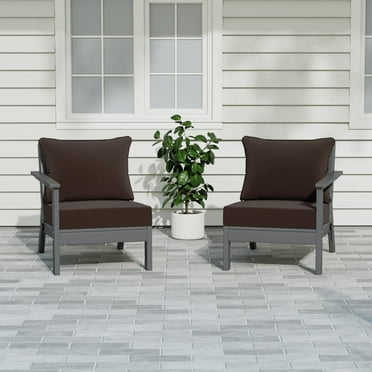 WestinTrends Avalon Outdoor Patio HDPE Loveseat Sofa with Patio Cushions, Gray/Brown