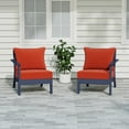 thumbnail image 1 of WestinTrends Avalon Outdoor Patio HDPE Loveseat Sofa with Patio Cushions, Navy Blue/Orange, 1 of 5