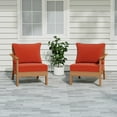 thumbnail image 1 of WestinTrends Avalon Outdoor Patio HDPE Loveseat Sofa with Patio Cushions, Teak/Orange, 1 of 5