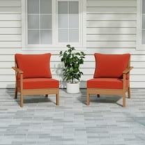WestinTrends Avalon Outdoor Patio HDPE Loveseat Sofa with Patio Cushions, Teak/Orange