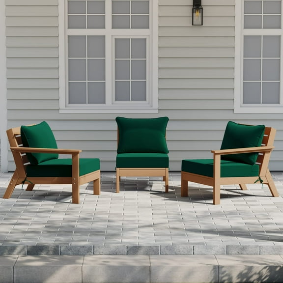 WestinTrends Avalon Outdoor Patio HDPE Sectional Sofa with Patio Cushions, Teak/Green