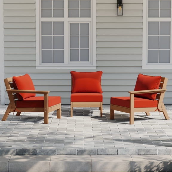 WestinTrends Avalon Outdoor Patio HDPE Sectional Sofa with Patio Cushions, Teak/Orange