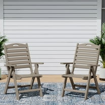 WestinTrends Azura HDPE Adjustable Highback Folding Outdoor Patio Dining Chairs Set of 2, Weathered Wood