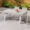 thumbnail image 1 of WestinTrends Cape May 72" HDPE Rectangle Outdoor Patio Dining Table With Umbrella Hole and Metal Frame, Sand, 1 of 15