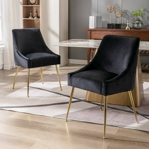 WestinTrends Carlo Modern Cureveback Accent Dining chair Set (Set of 2), Black
