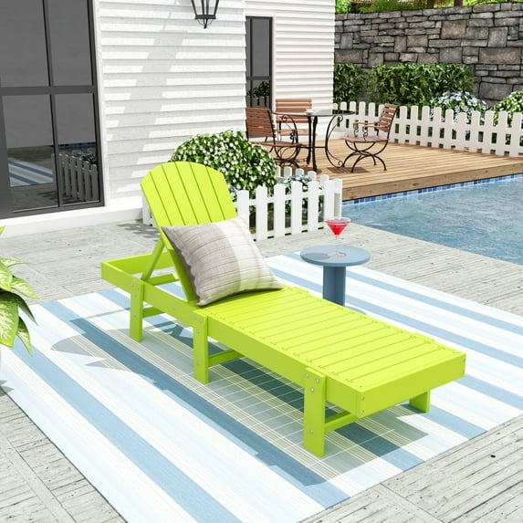 WestinTrends Classic Adirondack Poly Reclining Chaise Lounge,Lime