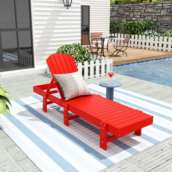 WestinTrends Classic Adirondack Poly Reclining Chaise Lounge,Red