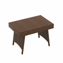 WestinTrends Coastal Outdoor Folding Side Table, 23" x 15" All Weather PE Rattan Wicker Small Patio Table Portable Picnic Table, Brown