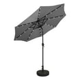 thumbnail image 1 of WestinTrends Cyrus 9 Ft Outdoor Patio Umbrella with Base Include, Solar Powered 32 LED Light Umbrella with Tilt and Crank, 20 inch Fillable Bronze Round Base, Gray, 1 of 7