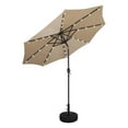 thumbnail image 1 of WestinTrends Cyrus 9 Ft Outdoor Patio Umbrella with Base Include, Solar Powered 32 LED Light Umbrella with Tilt and Crank, 20 inch Fillable Black Round Base, Beige, 1 of 7