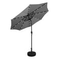 thumbnail image 1 of WestinTrends Cyrus 9 Ft Outdoor Patio Umbrella with Base Include, Solar Powered 32 LED Light Umbrella with Tilt and Crank, 20 inch Fillable Black Round Base, Gray, 1 of 7
