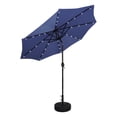 thumbnail image 1 of WestinTrends Cyrus 9 Ft Outdoor Patio Umbrella with Base Include, Solar Powered 32 LED Light Umbrella with Tilt and Crank, 20 inch Fillable Black Round Base, Navy Blue, 1 of 7