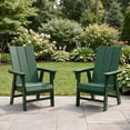 thumbnail image 1 of WestinTrends Ashore Outdoor Patio HDPE Plastic Modern Adirondack Dining Chairs (Set of 2), Dark Green, 1 of 17