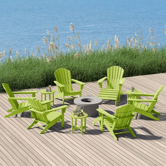 WestinTrends Dylan 12 Piece Outdoor Adirondack Chair With Ottoman And Side Table, Lime