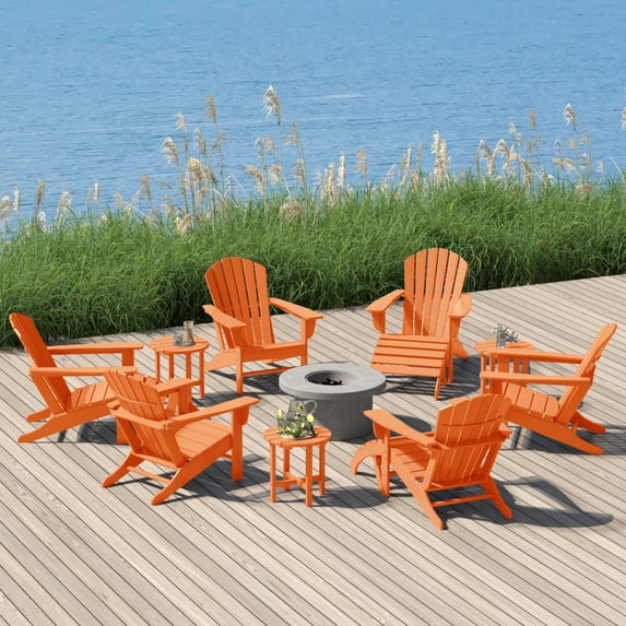 WestinTrends Dylan 12 Piece Outdoor Adirondack Chair With Ottoman And Side Table, Orange