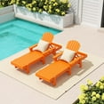 thumbnail image 1 of WestinTrends Dylan 2 Piece Adirondack Poly Reclining Chaise Lounge With Arms, Orange, 1 of 2