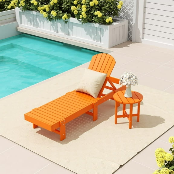 WestinTrends Dylan 2 Piece Poly Reclining Chaise Lounge, Orange