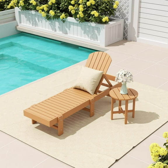 WestinTrends Dylan 2 Piece Poly Reclining Chaise Lounge, Teak