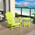 thumbnail image 1 of WestinTrends Dylan Adirondack Chair with Side Table, All Weather Poly Lumber Outdoor Seating Patio Conversation Bistro Set, Seashell Curved Slat Backrest, Lime Green, 1 of 9
