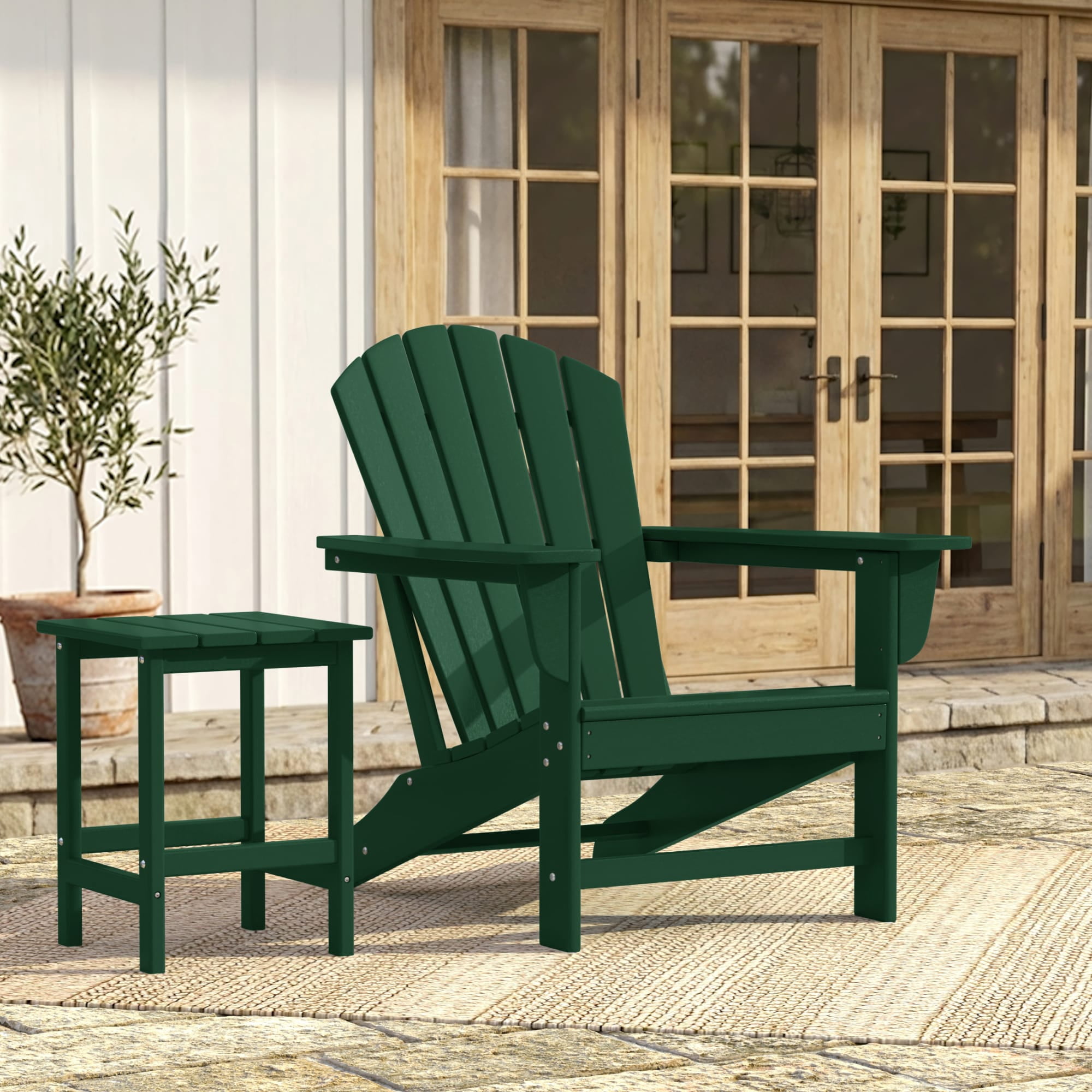 WestinTrends Dylan Outdoor Adirondack Chair, Dark Green