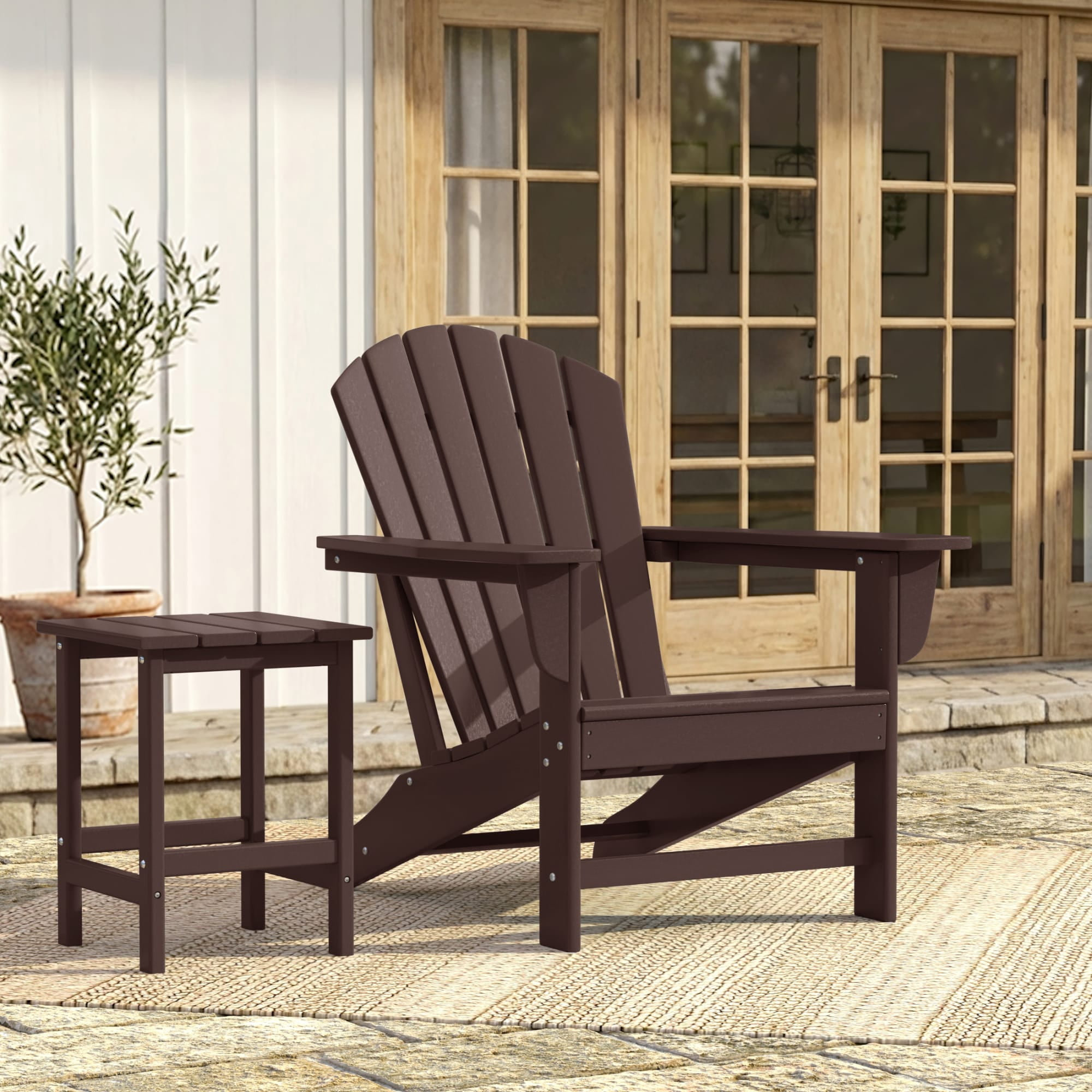 WestinTrends Dylan Outdoor Adirondack Chair, Dark Brown