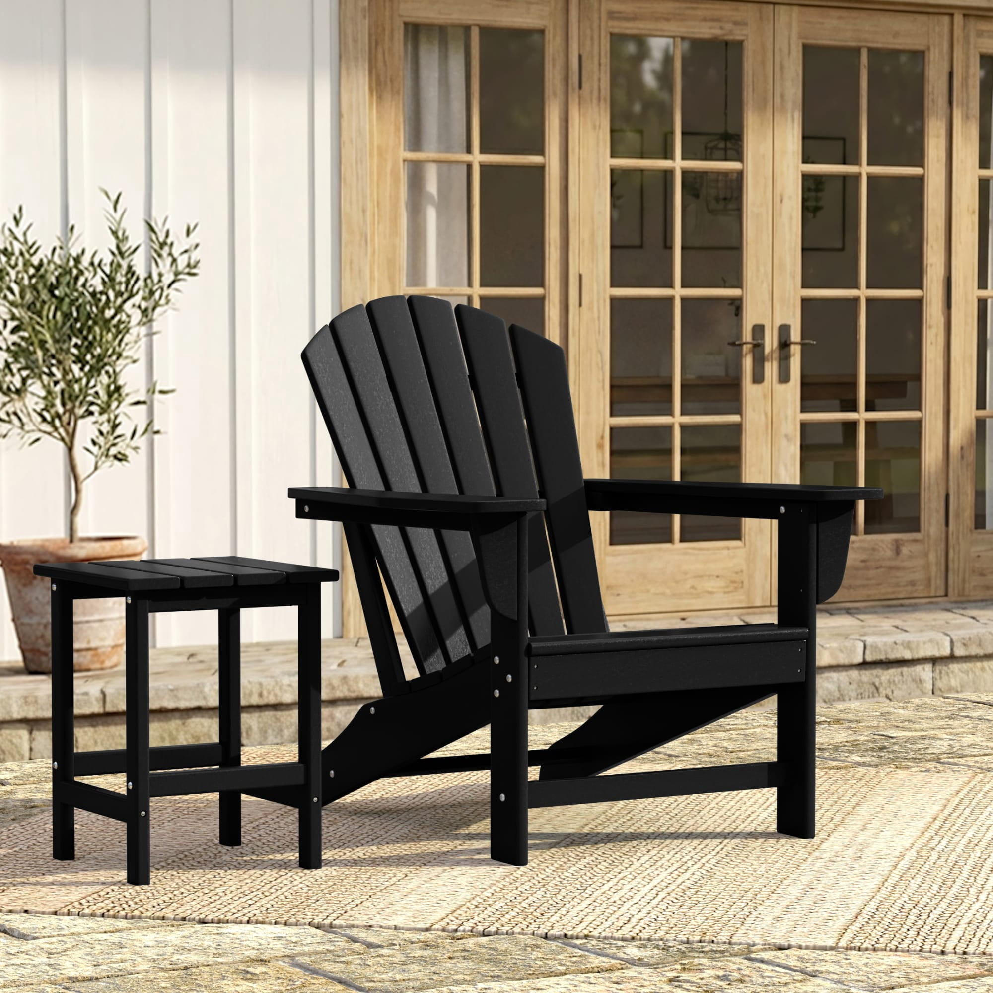 WestinTrends Dylan Outdoor Adirondack Chair, Black