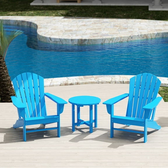 WestinTrends 3 Piece Hdpe Plastic Outdoor Patio Bar Set, Pacific Blue