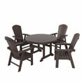 thumbnail image 1 of WestinTrends Dylan Adirondack Outdoor Dining Set for 4, All Weather Poly Lumber Patio Table and Chairs Set of 4, 47" Trestle Round Dining Table and Seashell Adirondack Dining Chair, Dark Brown, 1 of 8