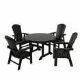 thumbnail image 1 of WestinTrends Dylan Adirondack Outdoor Dining Set for 4, All Weather Poly Lumber Patio Table and Chairs Set of 4, 47" Trestle Round Dining Table and Seashell Adirondack Dining Chair, Black, 1 of 8