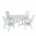 thumbnail image 1 of WestinTrends Dylan Adirondack Outdoor Dining Set for 4, All Weather Poly Lumber Patio Table and Chairs Set of 4, 47" Trestle Round Dining Table and Seashell Adirondack Dining Chair, White, 1 of 8