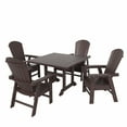 thumbnail image 1 of WestinTrends Dylan Adirondack Patio Dining Set for 4, All Weather Poly Lumber Outdoor Table and Chairs Set of 4, 43" Trestle Square Dining Table and Seashell Adirondack Dining Chair, Dark Brown, 1 of 8