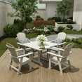 thumbnail image 1 of WestinTrends Dylan Adirondack Patio Dining Set for 4, All Weather Poly Lumber Outdoor Table and Chairs Set of 4, 43" Trestle Square Dining Table and Seashell Adirondack Dining Chair, Sand, 1 of 7