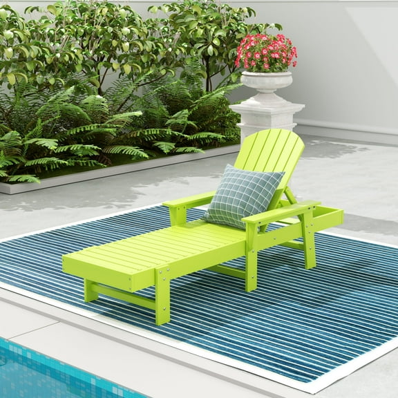 WestinTrends Dylan Adirondack Poly Reclining Chaise Lounge With Arms, Lime