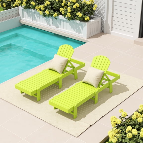 WestinTrends Dylan Classic Adirondack Poly Reclining Chaise Lounge (Set of 2), Lime
