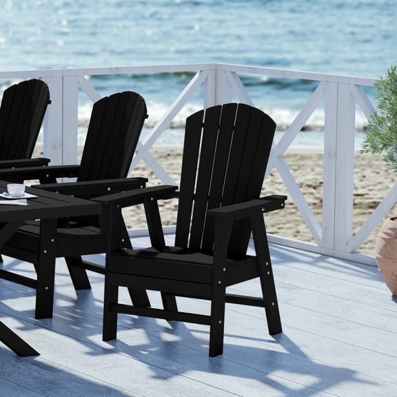 WestinTrends Dylan Outdoor Dining Chair – All-Weather Poly Lumber Adirondack Patio Chair, High Back, 330 lb Capacity, Black