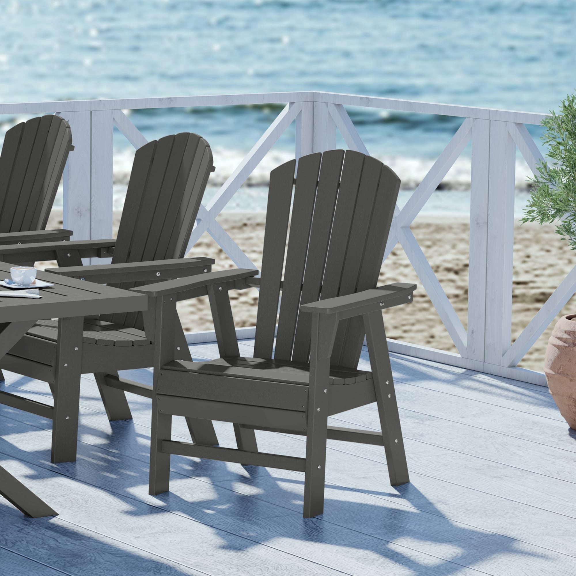 WestinTrends Dylan Outdoor Dining Chair – All-Weather Poly Lumber Adirondack Patio Chair, High Back, 330 lb Capacity, Gray