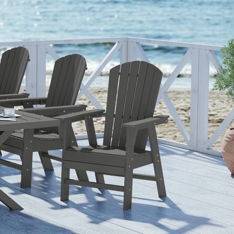 WestinTrends Dylan Outdoor Dining Chair – All-Weather Poly Lumber Adirondack Patio Chair, High Back, 330 lb Capacity, Gray