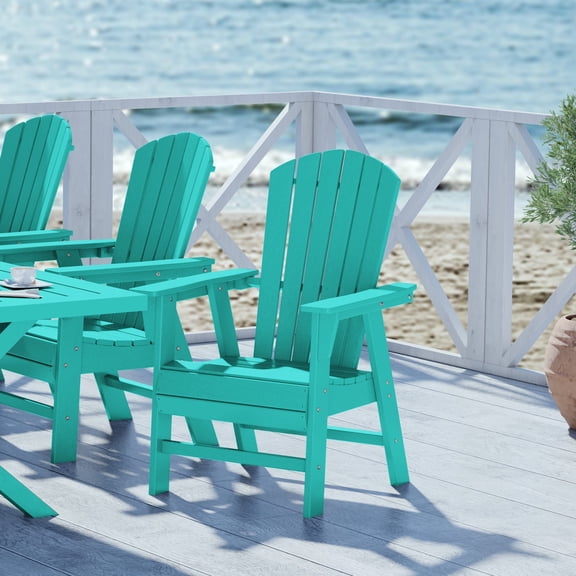 WestinTrends Dylan Outdoor Dining Chair – All-Weather Poly Lumber Adirondack Patio Chair, High Back, 330 lb Capacity, Turquoise