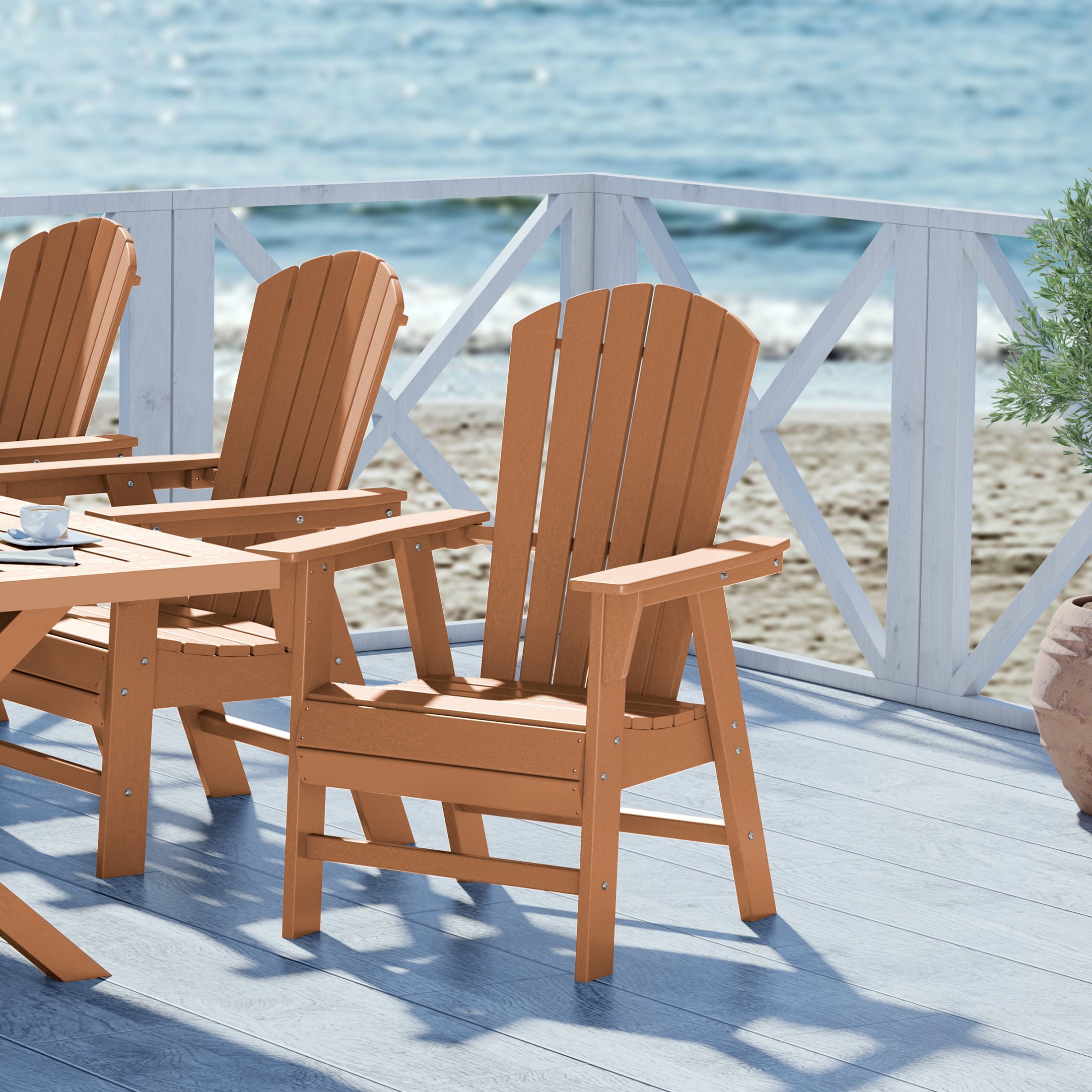 Teak Shell-Back Adirondack Outdoor Dining Chair
