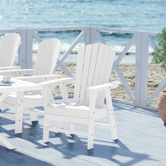 WestinTrends Dylan Outdoor Dining Chair – All-Weather Poly Lumber Adirondack Patio Chair, High Back, 330 lb Capacity, White