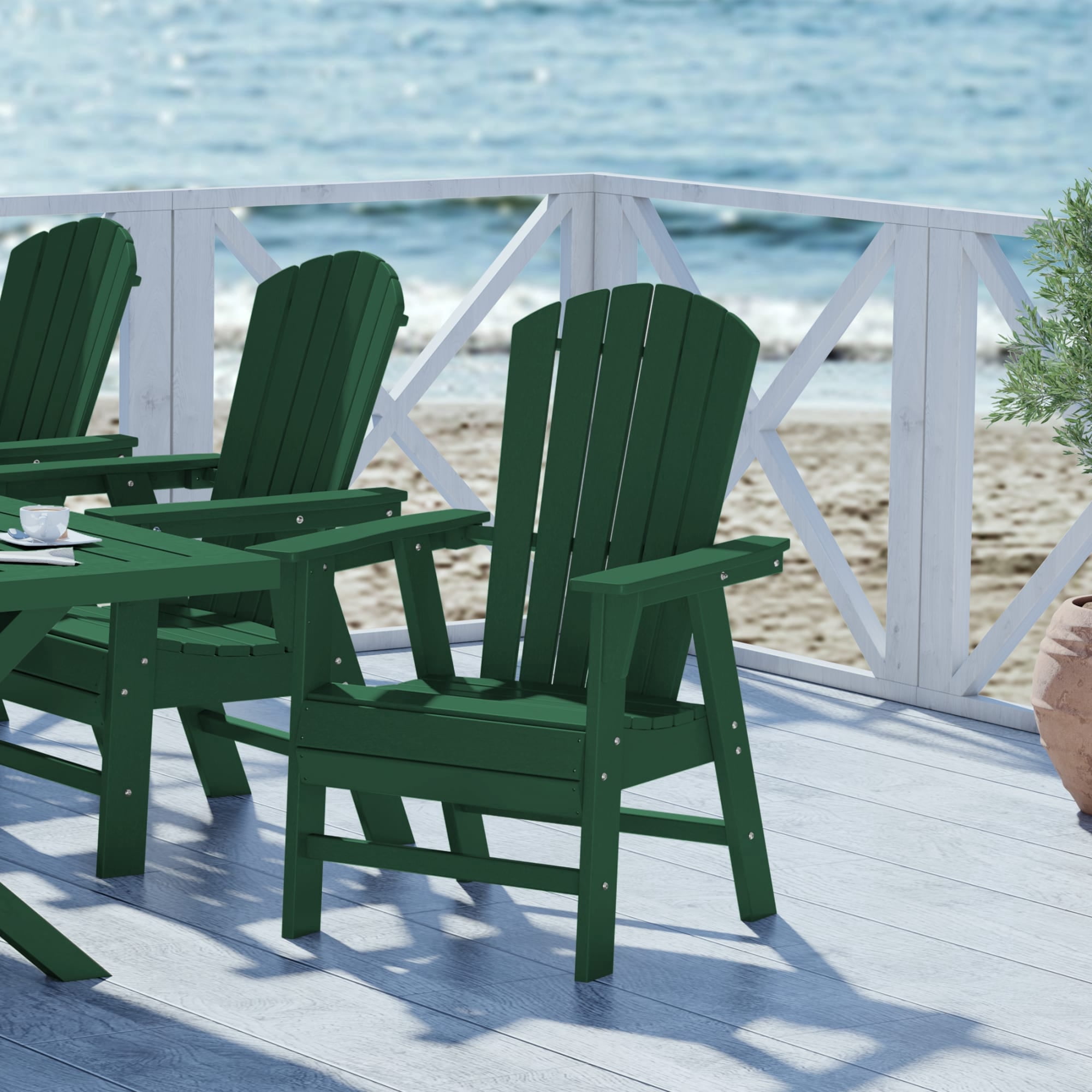 WestinTrends Dylan Outdoor Dining Chair – All-Weather Poly Lumber Adirondack Patio Chair, High Back, 330 lb Capacity, Dark Green