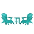 thumbnail image 1 of WestinTrends Dylan Outdoor Lounge Chairs Set of 2, 5 Pieces Seashell Adirondack Chairs with Ottoman and Side Table, All Weather Poly Lumber Outdoor Patio Chairs Furniture Set, Turquoise, 1 of 13