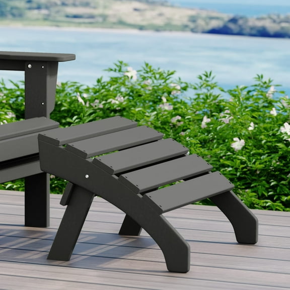 WestinTrends Dylan Outdoor Patio HDPE Adirondack Ottoman Footrest, Gray