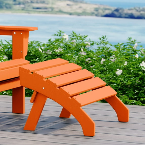 WestinTrends Dylan Outdoor Patio HDPE Adirondack Ottoman Footrest, Orange