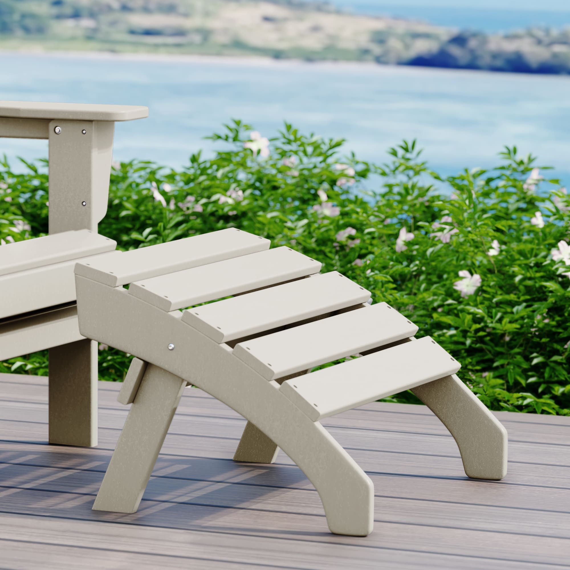 WestinTrends Dylan Outdoor Patio HDPE Adirondack Ottoman Footrest, Sand ...