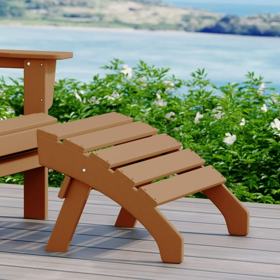 WestinTrends Dylan Outdoor Patio HDPE Adirondack Ottoman Footrest, Teak