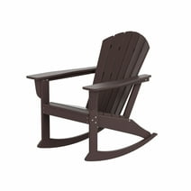 WestinTrends Dylan Outdoor Rocking Chair, All Weather Poly Lumber Seashell Adirondack Rocker Chair, 350 Lbs Support Patio Rocking Chairs for Porch Garden Backyard and Indoor, Dark Brown
