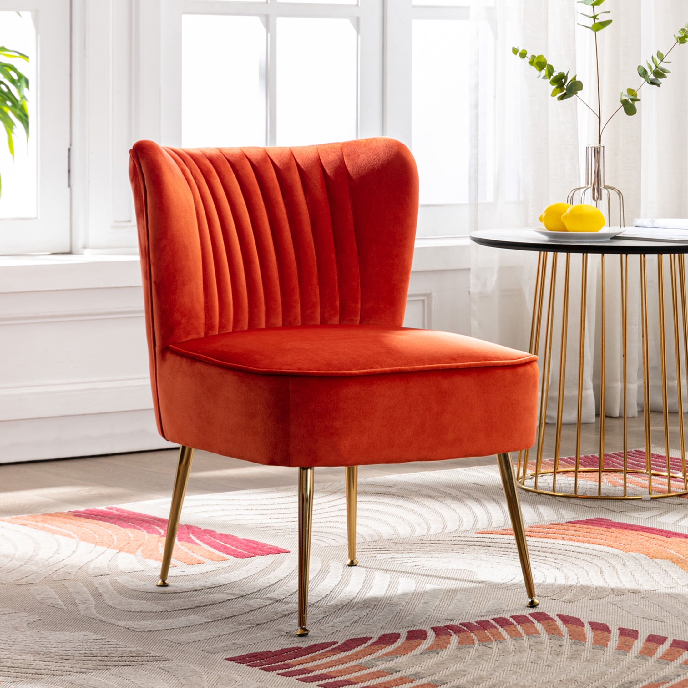 Red and gold accent chair discount